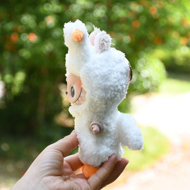 Handmade Labubu Outfit 17cm Pendant Pulley Cloth Clothes Internet Red White Swan jumpsuit Vinyl Labubu Baby Clothes (not including dolls)