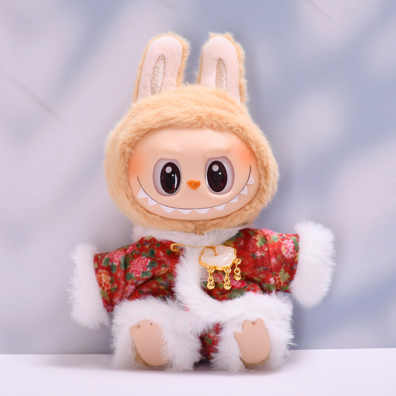 Handmade Labubu set can be paired with Labubu V1 Macaron and V2 seat hangers Labubu cloth clothes large flower cotton jacket set Labubu clothing for children (excluding dolls)