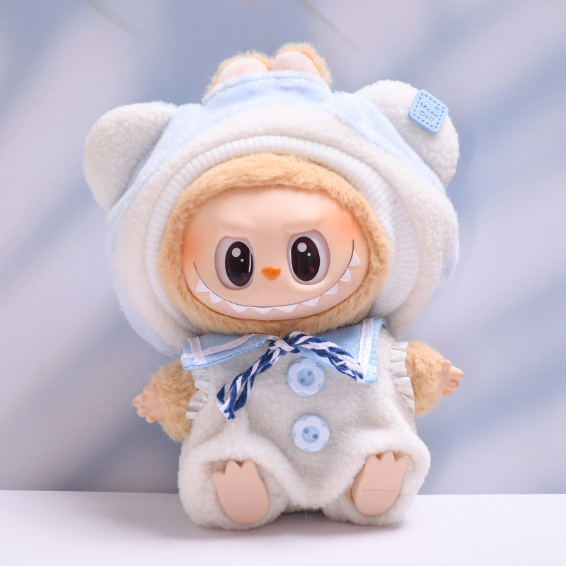 Handmade Labubu set can be paired with Labubu V1 Macaron and V2 seat accessories blue teddy bear hat set Labubu plush doll outfit (excluding dolls)