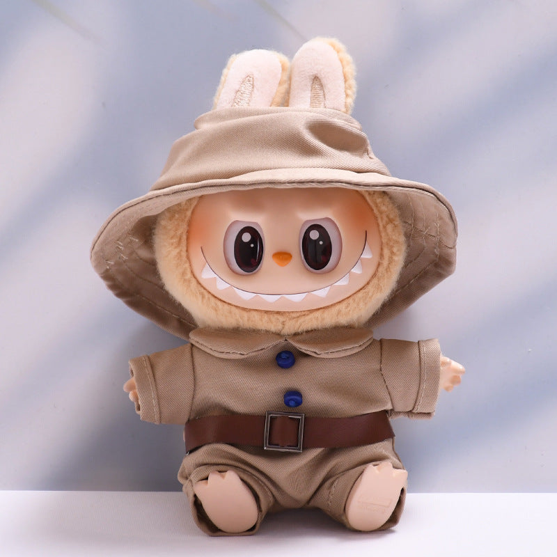 Handmade Labubu set can be paired with Labubu V1 Macaron and V2 seats khaki workwear jumpsuit labubu dress change for children (excluding dolls)