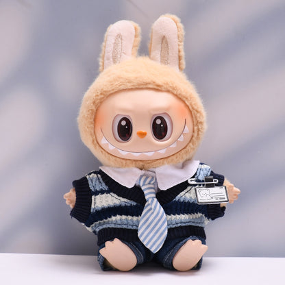 Handmade Labubu set can be paired with Labubu V1 Macaron and V2 seat accessories blue cool student uniform set Labubu doll outfit (excluding dolls)