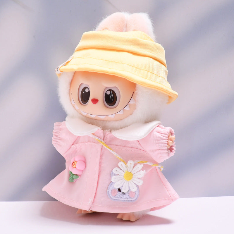 Handmade Labubu set can be paired with Labubu V1 Macaron and V2 seats Spring Pink Little Rabbit Pink Clothes Set Labubu Wa Dress Replacement (excluding dolls)