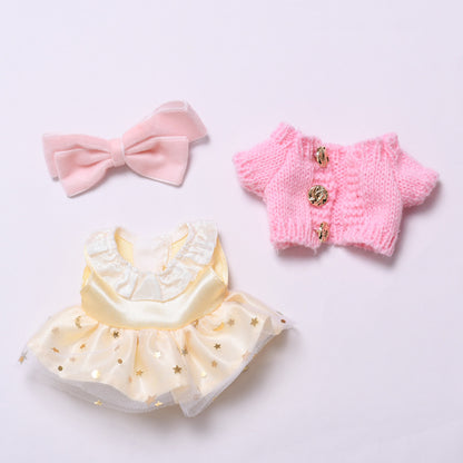 Handmade Labubu set can be paired with Labubu V1 Macaron and V2 seat pendants Labubu clothes gold powder yarn cardigans skirts Labubu doll outfits (excluding dolls)