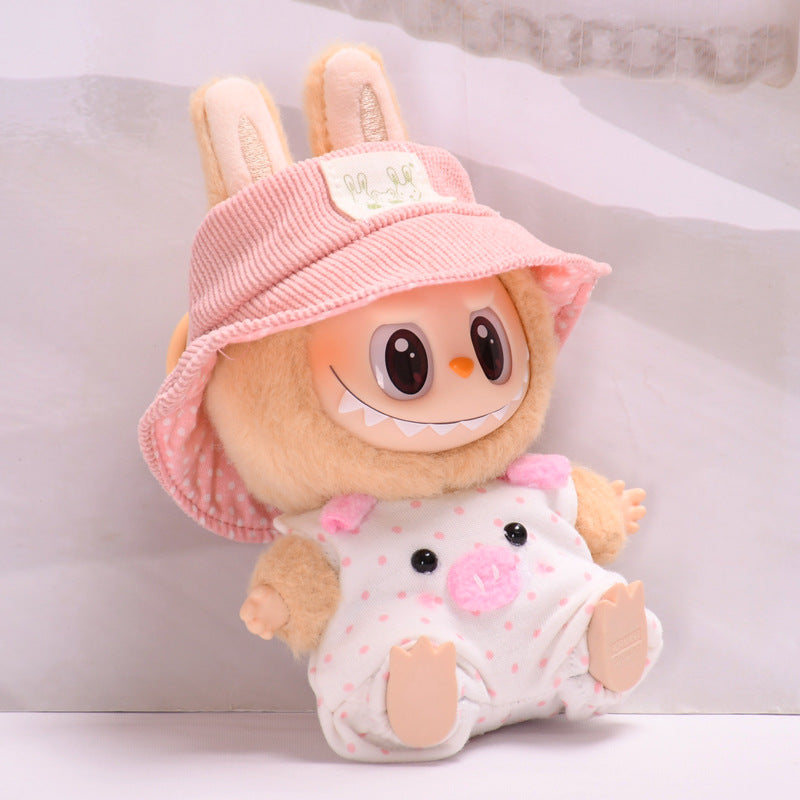 Handmade Labubu Outfit Second Generation Blind Box Labubu Pendant Clothes Pink Piggy Strap Pants Sitting Party Labubu Baby Clothes (not including dolls)