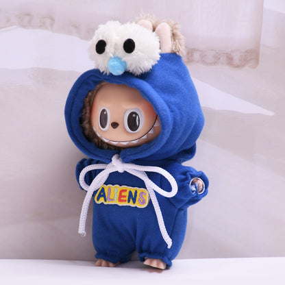 Handmade Labubu set can be paired with Labubu V1 Macaron and V2 seats blind box 17cm canvas pendant clothes big eyed monster jumpsuit as a substitute for vinyl Labubu baby clothes (excluding dolls)