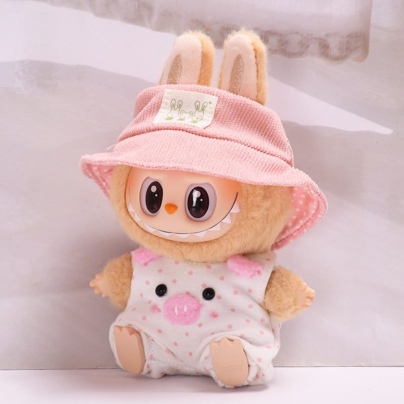 Handmade Labubu Outfit Second Generation Blind Box Labubu Pendant Clothes Pink Piggy Strap Pants Sitting Party Labubu Baby Clothes (not including dolls)