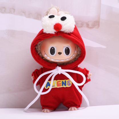 Handmade Labubu set can be paired with Labubu V1 Macaron and V2 seats blind box 17cm canvas pendant clothes big eyed monster jumpsuit as a substitute for vinyl Labubu baby clothes (excluding dolls)