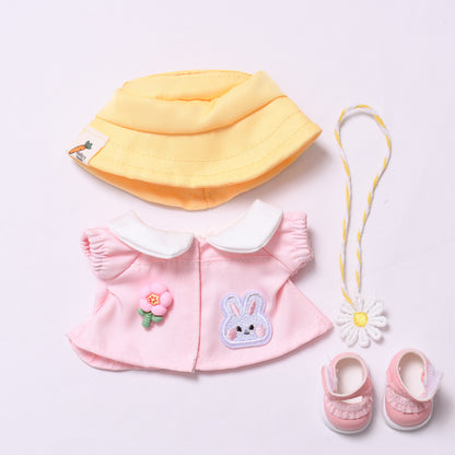 Handmade Labubu set can be paired with Labubu V1 Macaron and V2 seats Spring Pink Little Rabbit Pink Clothes Set Labubu Wa Dress Replacement (excluding dolls)