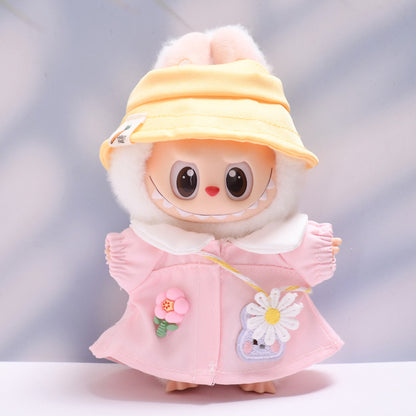 Handmade Labubu set can be paired with Labubu V1 Macaron and V2 seats Spring Pink Little Rabbit Pink Clothes Set Labubu Wa Dress Replacement (excluding dolls)