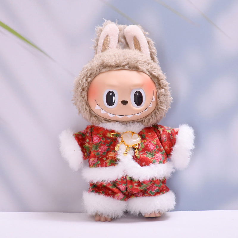 Handmade Labubu set can be paired with Labubu V1 Macaron and V2 seat hangers Labubu cloth clothes large flower cotton jacket set Labubu clothing for children (excluding dolls)