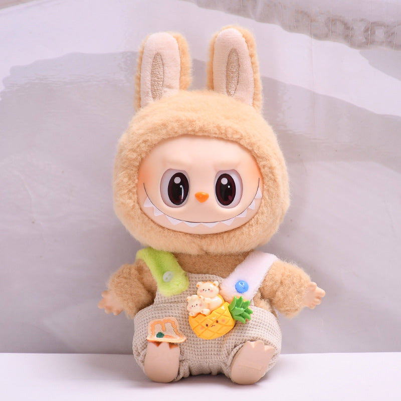 Handmade Labubu set can be paired with Labubu V1 Macaron and V2 seats second-generation blind box pendant Labubu fabric sitting party series clothes fruit pineapple overalls cute baby clothes (excluding dolls)