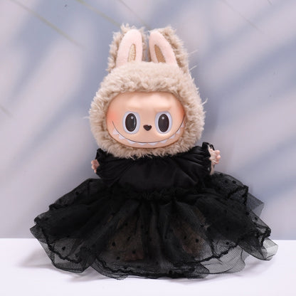 Handmade Labubu set can be paired with Labubu V1 Macaron and V2 seats straw hat black wedding dress lace set Labubu doll outfit (excluding dolls)