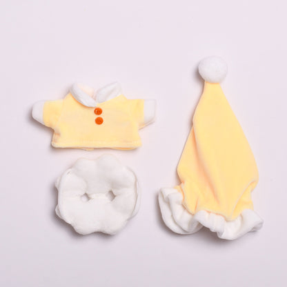 Handmade Labubu set can be paired with Labubu V1 Macaron and V2 seats 17cm Labubu cloth pendant can be used to replace clothes Yellow eggshell pajamas three piece set of baby clothes Labubu doll cute (excluding dolls)