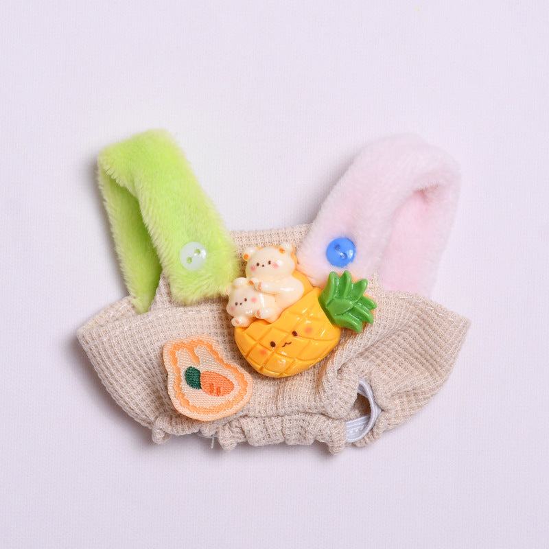 Handmade Labubu set can be paired with Labubu V1 Macaron and V2 seats second-generation blind box pendant Labubu fabric sitting party series clothes fruit pineapple overalls cute baby clothes (excluding dolls)