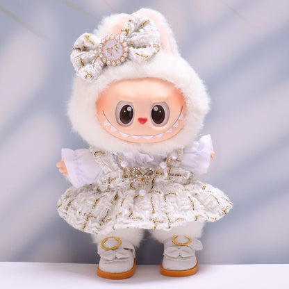 Handmade Labubu set can be paired with Labubu V1 Macaron and V2 seats with a small fragrant skirt bow set and white princess shoes (excluding dolls)