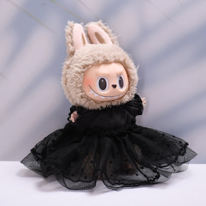 Handmade Labubu set can be paired with Labubu V1 Macaron and V2 seats straw hat black wedding dress lace set Labubu doll outfit (excluding dolls)