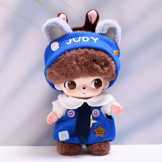 Handmade Labubu Outfit Blue Star Strap Pants Tie Headwear Set (not including dolls)