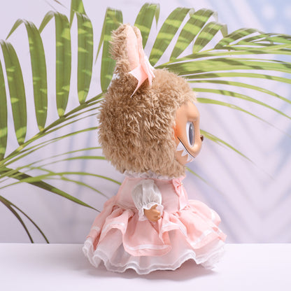 Handmade Labubu set can be paired with Labubu V1 Macaron and V2 seats with 38cm canvas plush toy clothes pink cherry blossom skirt and labubu replacement doll clothes (excluding dolls)