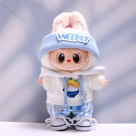 Handmade Labubu Outfit First Second and Third Generation Pendant Labubu Clothing Sleeveless Hoodie Three Piece Set (not including dolls)