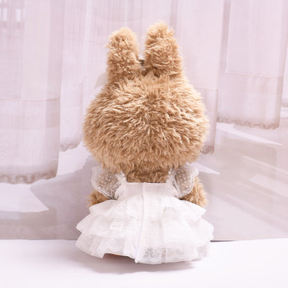 Handmade Labubu set can be paired with Labubu V1 Macaron and V2 seats with 38cm plush plush plush plush toys for pearl wedding dresses and Labubu changing into baby dresses (excluding dolls)