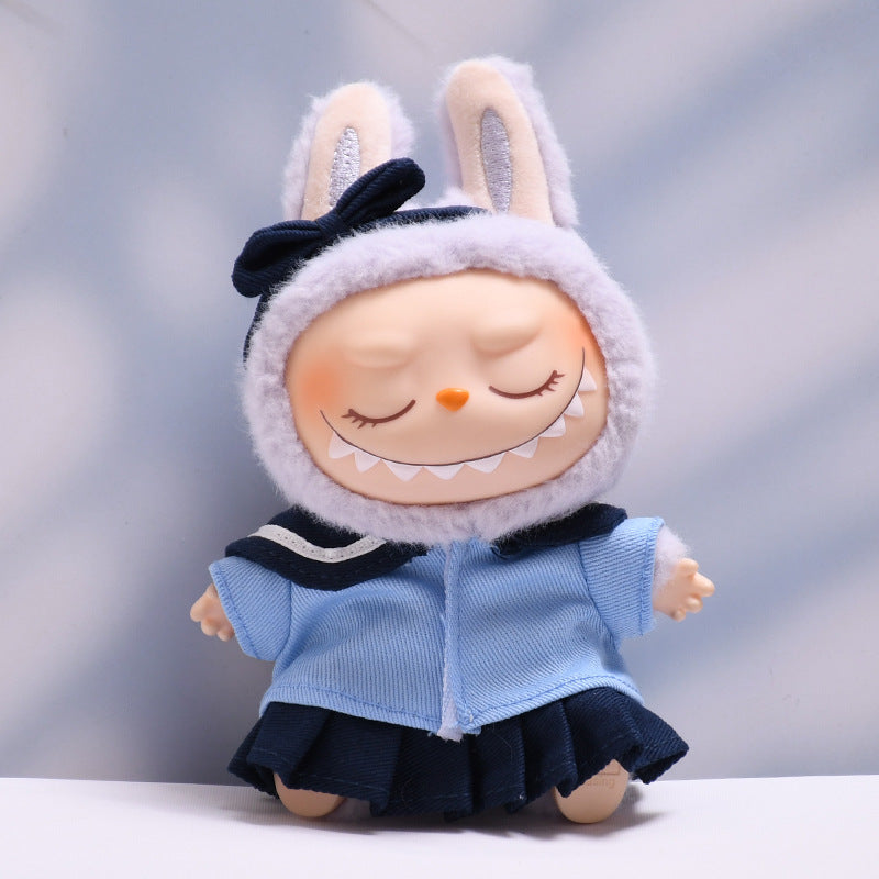 Handmade Labubu set can be paired with Labubu V1 Macaron and V2 seats blue sailor JK skirt set Labubu doll outfit (excluding dolls)