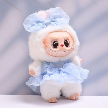 Handmade Labubu set can be paired with Labubu V1 Macaron and V2 seats with bow dresses and cute baby clothes made of canvas (excluding dolls)