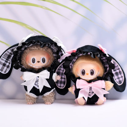 Handmade Labubu set can be paired with Labubu V1 Macaron and V2 seats blind box Labubu pendant clothes rabbit ear hooded clothes Labubu doll clothes cute (excluding dolls)