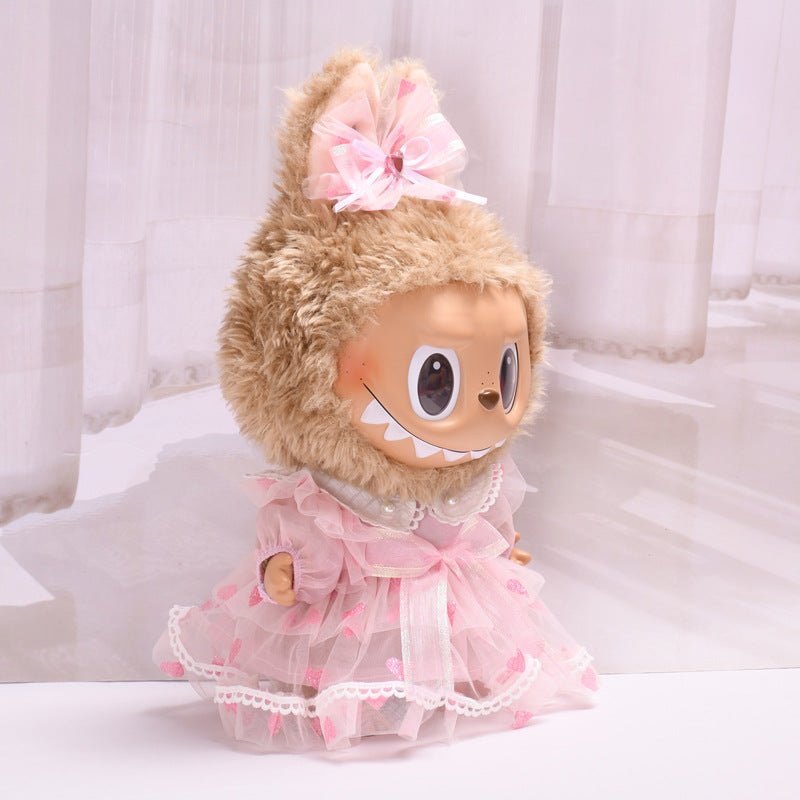 Handmade Labubu set can be paired with Labubu V1 Macaron and V2 seats 38cm plush plush cloth doll clothes pink princess dress labubu with replacement doll clothes (excluding dolls)
