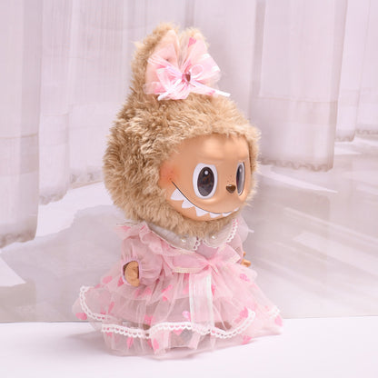 Handmade Labubu set can be paired with Labubu V1 Macaron and V2 seats 38cm plush plush cloth doll clothes pink princess dress labubu with replacement doll clothes (excluding dolls)