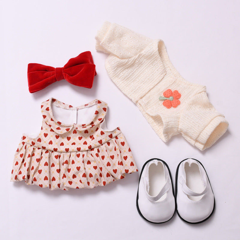 Handmade Labubu set can be paired with Labubu V1 Macaron and V2 seat 38cm canvas to change clothes into a butterfly love skirt set for children (excluding dolls)