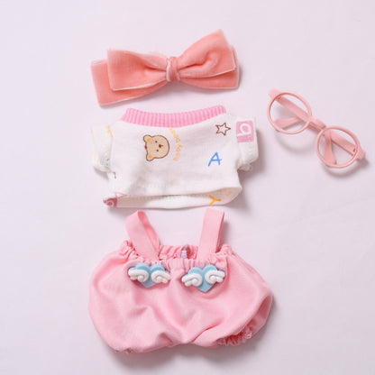 Handmade Labubu set can be paired with Labubu V1 Macaron and V2 seats with heart-shaped cloud shoulder pants set and Labubu doll clothing replacement (excluding dolls)