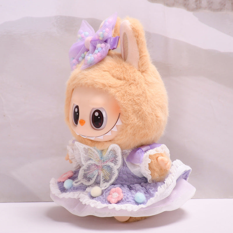 Handmade Labubu set can be paired with Labubu V1 Macaron and V2 seats with blind box pendants for parties Labubu clothes include purple bow dresses Labubu doll dresses (excluding dolls)
