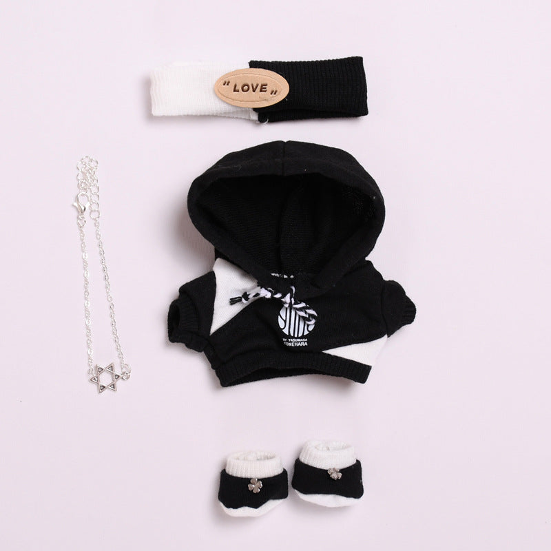 Handmade Labubu set can be paired with Labubu V1 Macaron and V2 seats 17cm canvas pendant clothes trendy hoodie set keychain Labubu fashionable cool baby clothes (excluding dolls)