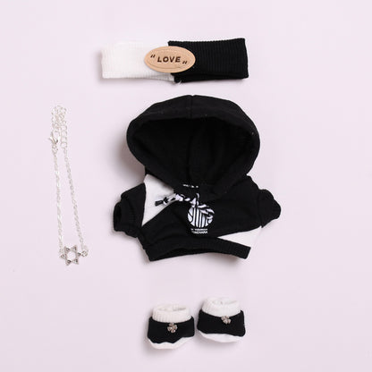 Handmade Labubu set can be paired with Labubu V1 Macaron and V2 seats 17cm canvas pendant clothes trendy hoodie set keychain Labubu fashionable cool baby clothes (excluding dolls)