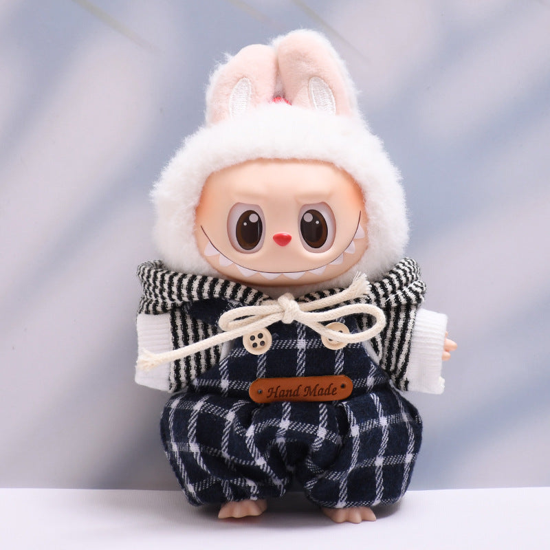 Handmade Labubu set can be paired with Labubu V1 Macaron and V2 seats Haige overalls hooded suit Labubu baby clothes (excluding dolls)