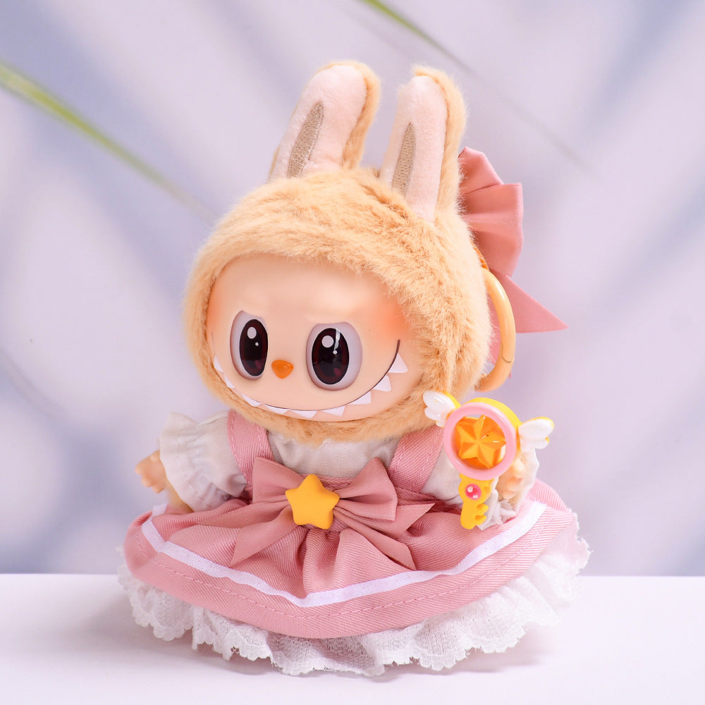 Handmade Labubu Outfit Second Generation Blind Box Pendant Sitting Party Labubu Clothes Magic Sakura Skirt Labubu Baby Clothes (not including dolls)