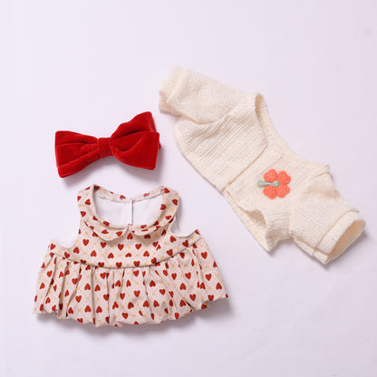 Handmade Labubu set can be paired with Labubu V1 Macaron and V2 seat 38cm canvas to change clothes into a butterfly love skirt set for children (excluding dolls)