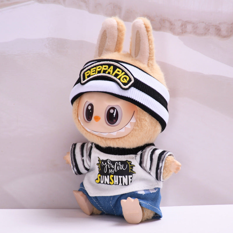 Handmade Labubu set can be paired with Labubu V1 Macaron and V2 seat sports trend shirt set vinyl LABUBU baby clothing replacement (excluding dolls)