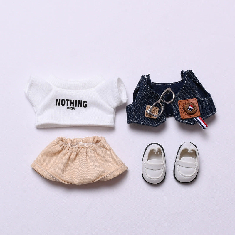 Handmade Labubu set can be paired with Labubu V1 Macaron and V2 seats denim vest glasses set Labubu doll clothing replacement (excluding dolls)