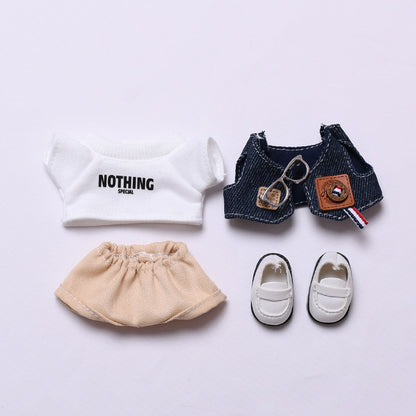 Handmade Labubu set can be paired with Labubu V1 Macaron and V2 seats denim vest glasses set Labubu doll clothing replacement (excluding dolls)