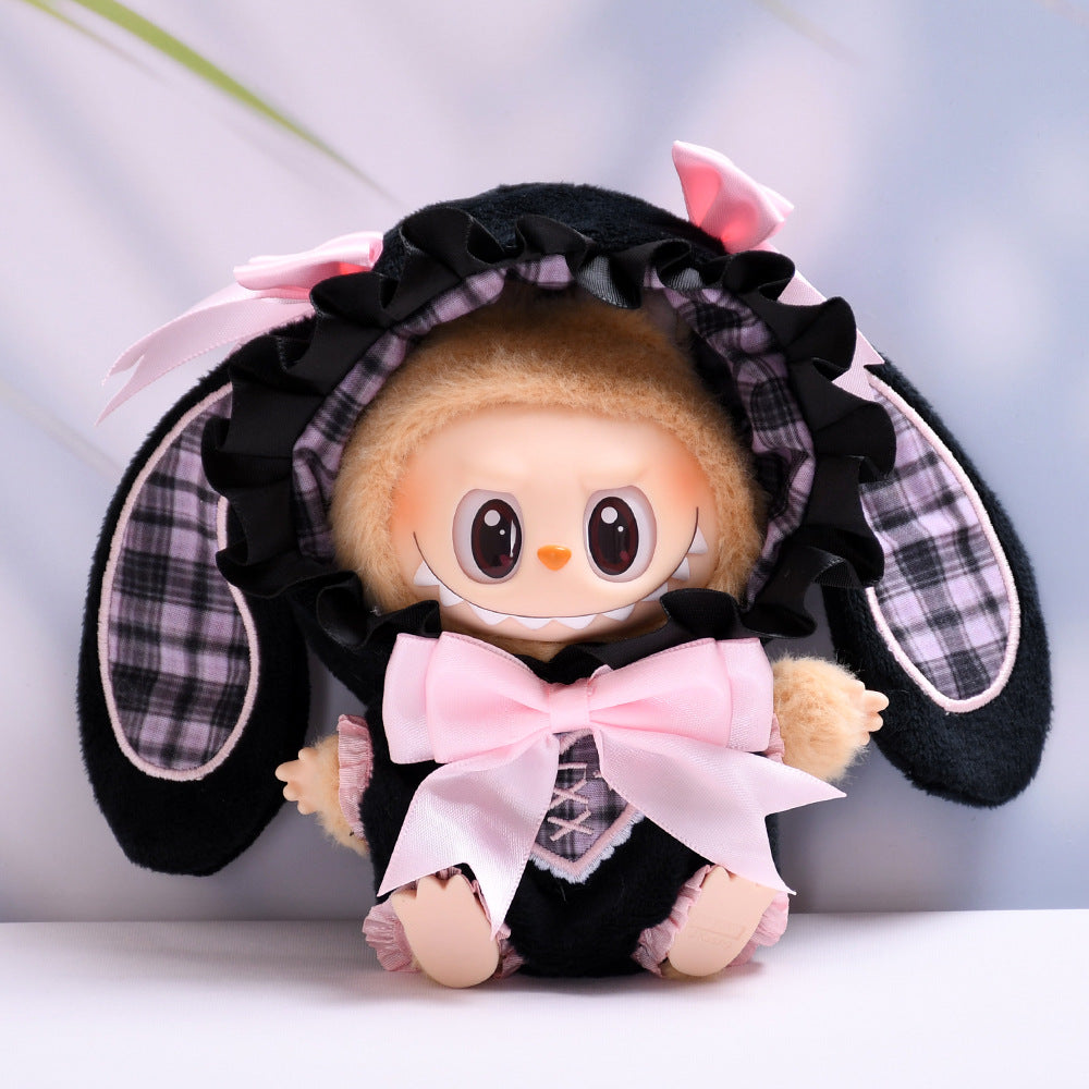Handmade Labubu set can be paired with Labubu V1 Macaron and V2 seats blind box Labubu pendant clothes rabbit ear hooded clothes Labubu doll clothes cute (excluding dolls)