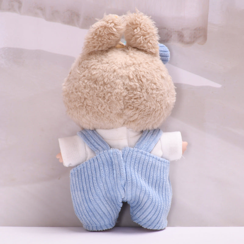 Handmade Labubu set can be paired with Labubu V1 Macaron and V2 seats 17cm canvas pendant clothes big mouthed fish strap pants vinyl labubu baby clothes (excluding dolls)