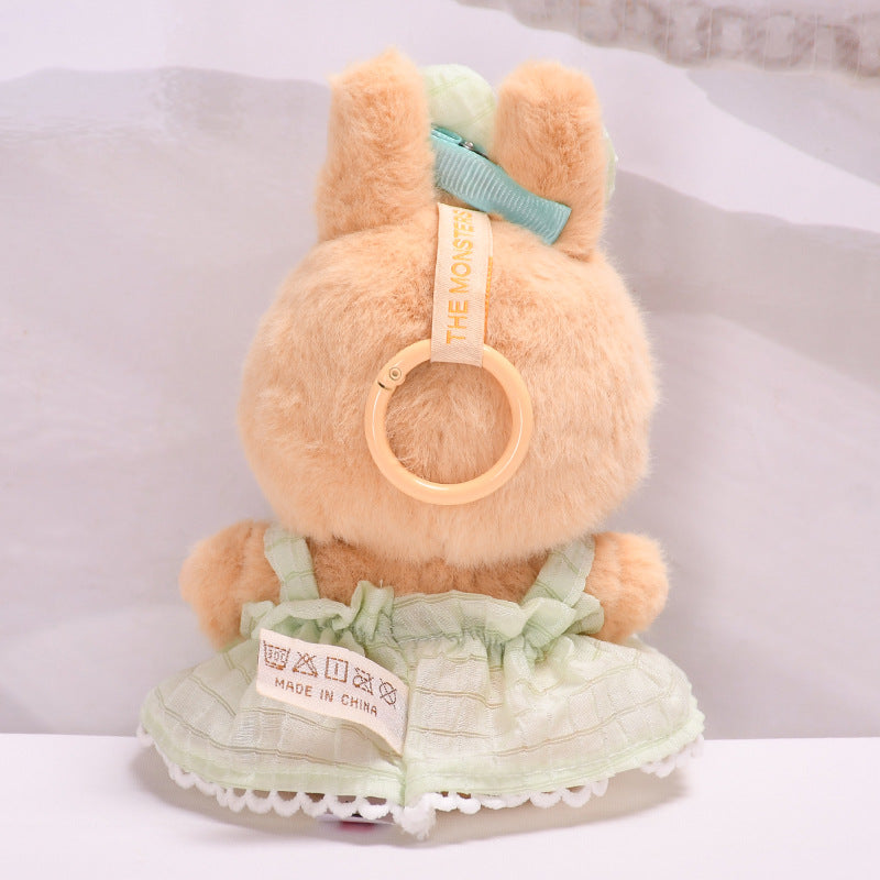 Handmade Labubu set can be paired with Labubu V1 Macaron and V2 seats, second-generation vinyl seats party seats canvas pendants checkered bows cool shoulder skirts Labubu baby clothes (excluding dolls)