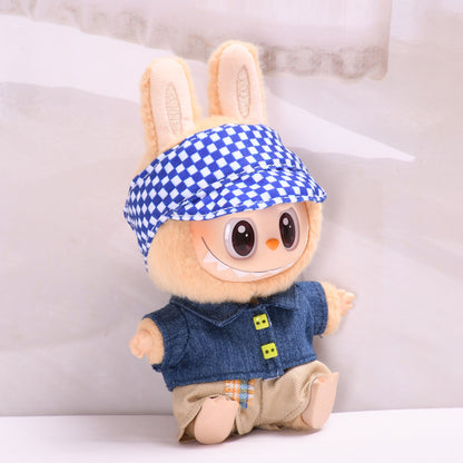 Handmade Labubu set can be paired with Labubu V1 Macaron and V2 seats with denim lapel jacket three piece set Labubu baby clothes (excluding dolls)