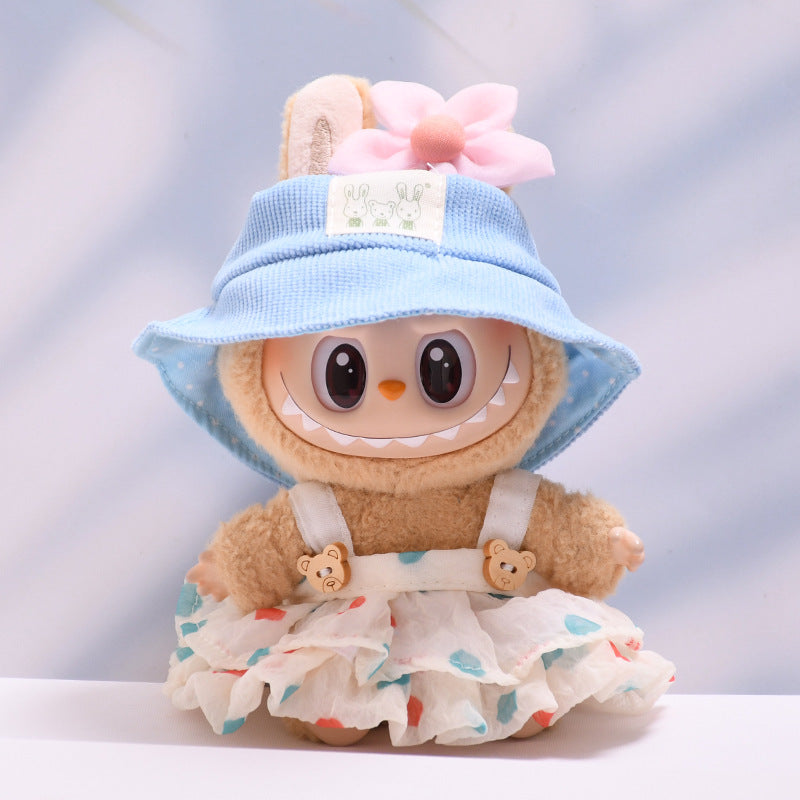 Handmade Labubu set can be paired with Labubu V1 Macaron and V2 seats with a fluffy gauze skirt and hat set and a rag cloth dressing for children (excluding dolls)