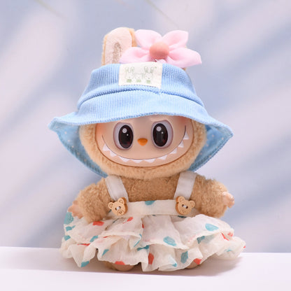 Handmade Labubu set can be paired with Labubu V1 Macaron and V2 seats with a fluffy gauze skirt and hat set and a rag cloth dressing for children (excluding dolls)
