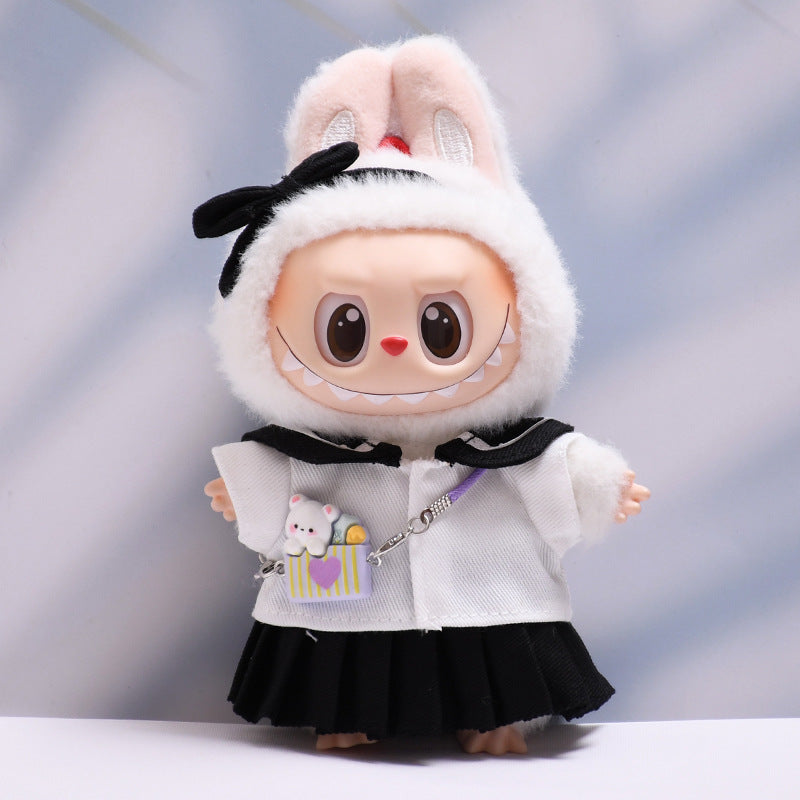 Handmade Labubu set can be paired with Labubu V1 Macaron and V2 seats black sailor JK skirt set Labubu doll outfit (excluding dolls)