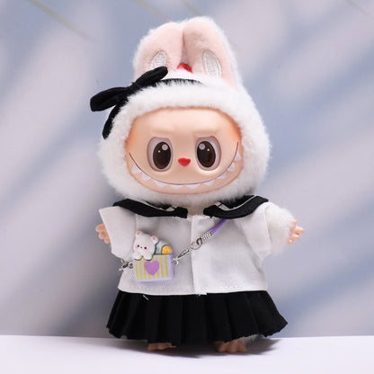 Handmade Labubu set can be paired with Labubu V1 Macaron and V2 seats black sailor JK skirt set Labubu doll outfit (excluding dolls)