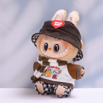 Handmade Labubu set can be paired with Labubu V1 Macaron and V2 seats including cat brown cat scarf set and Labubu doll outfit (excluding dolls)