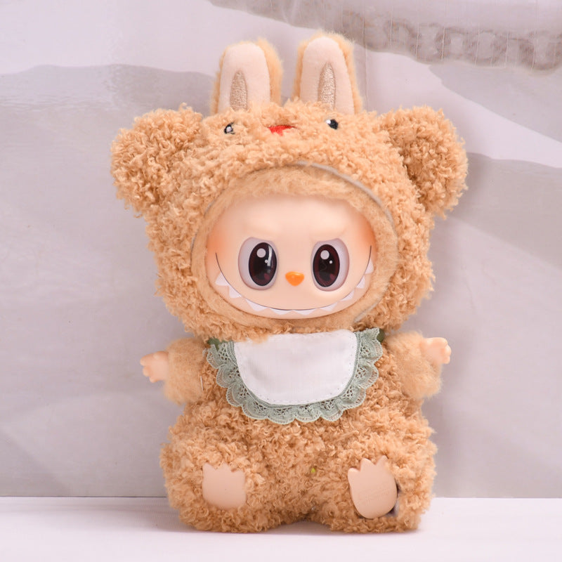 Handmade Labubu set can be paired with Labubu V1 Macaron and V2 seats with a three piece bib smiling bear set and Labubu doll outfit (excluding dolls)